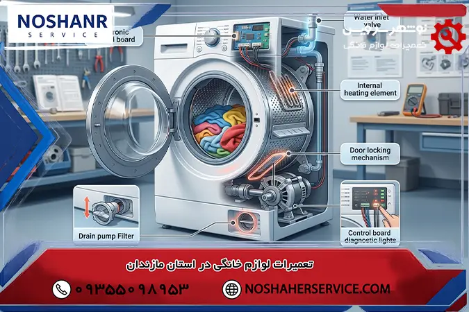 خرابی قفل درب و میکروسوییچ در توقف دستگاه
